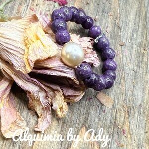 Purple turquoise beaded ring